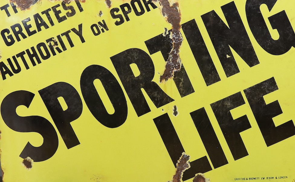 A Sporting Life enamelled advertising sign, 49x77cm